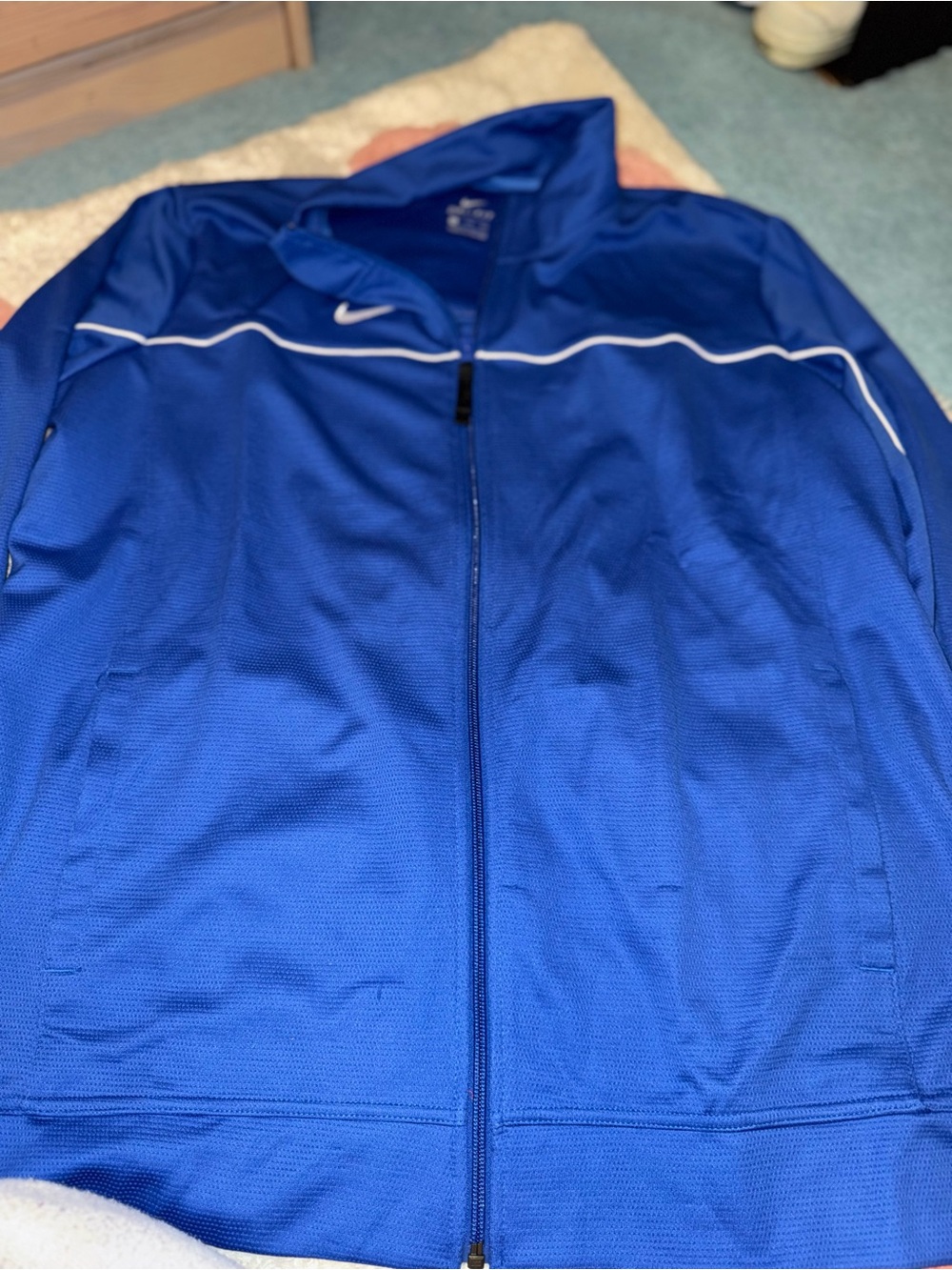Nike Men’s Blue Full-Zip Performance Track Jacket with White Piping